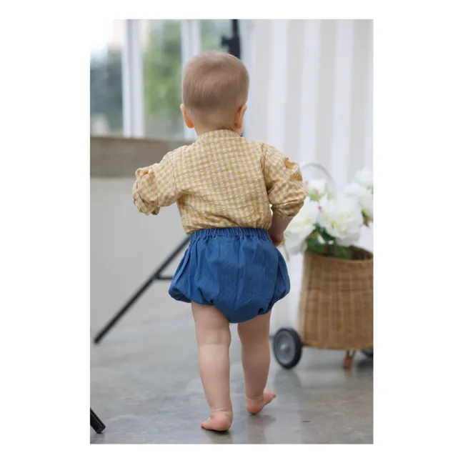 Maxence Camisa Seersucker de Algodón Ecológico a Cuadros | Amarillo