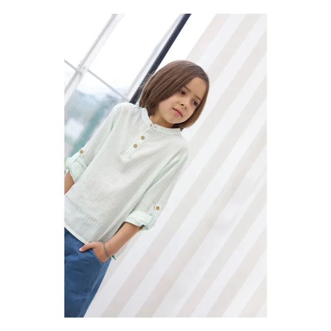 Côme Striped Organic Cotton Shirt | Mint Green