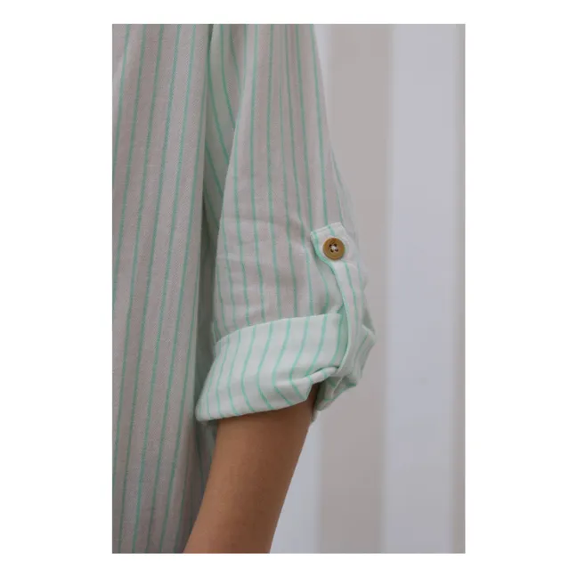 Camisa a rayas de algodón ecológico Côme | Verde Menta
