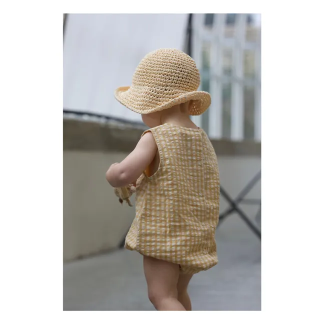 Barboteuse Arthus Carreaux Seersucker Coton Bio | Jaune