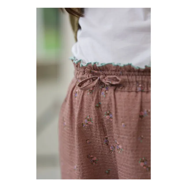 Pantalon Paola Fleuri Coton Bio | Vieux Rose