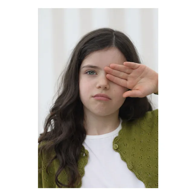 Cárdigan Pointelle Victoire de algodón ecológico | Olive