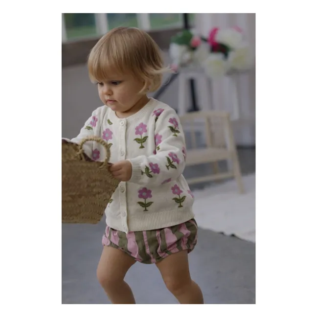 Cardigan Carla Fleurs Coton Bio | Ecru