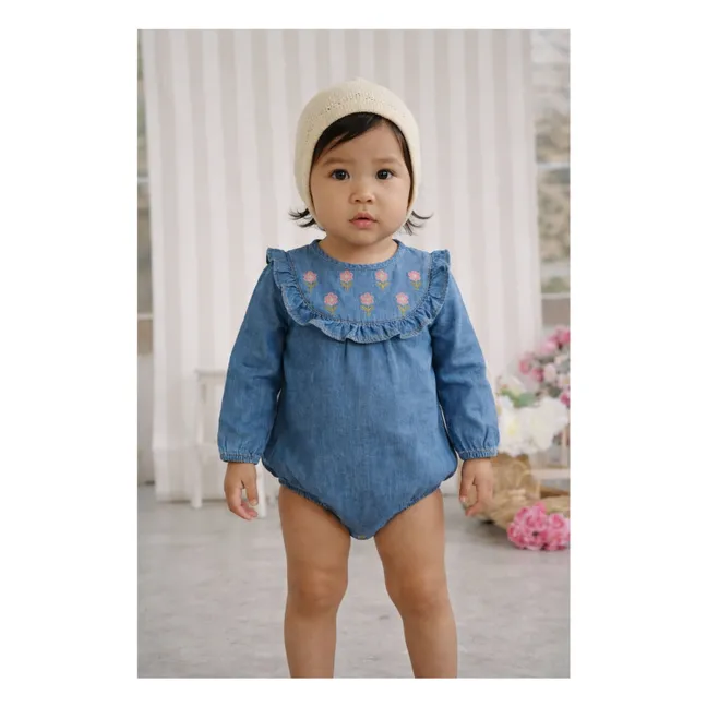 Pelele Bérénice Bordado Tencel Algodón Ecológico | Vaquero