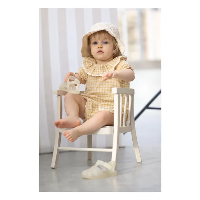 Pelele festoneado Callie Carreaux Seersucker Coton Bio | Amarillo