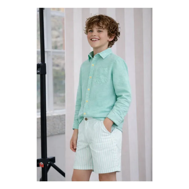 Arsène Striped Organic Cotton Bermuda Shorts | Mint Green