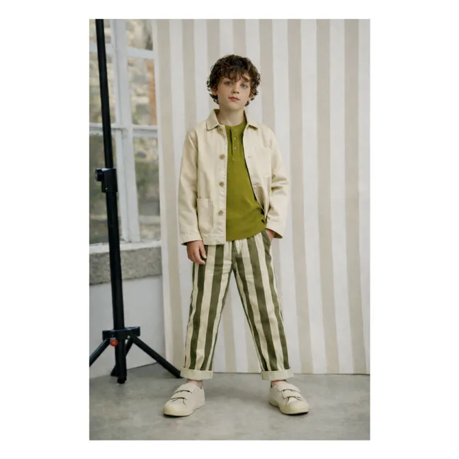 Paul Maxi Pants Twill Stripes Organic Cotton | Ecru