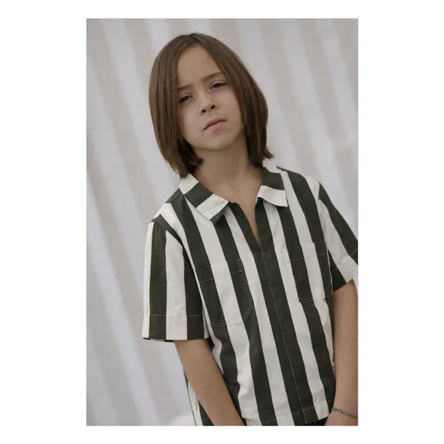 Carl Striped Twill Organic Cotton Shirt | Ecru