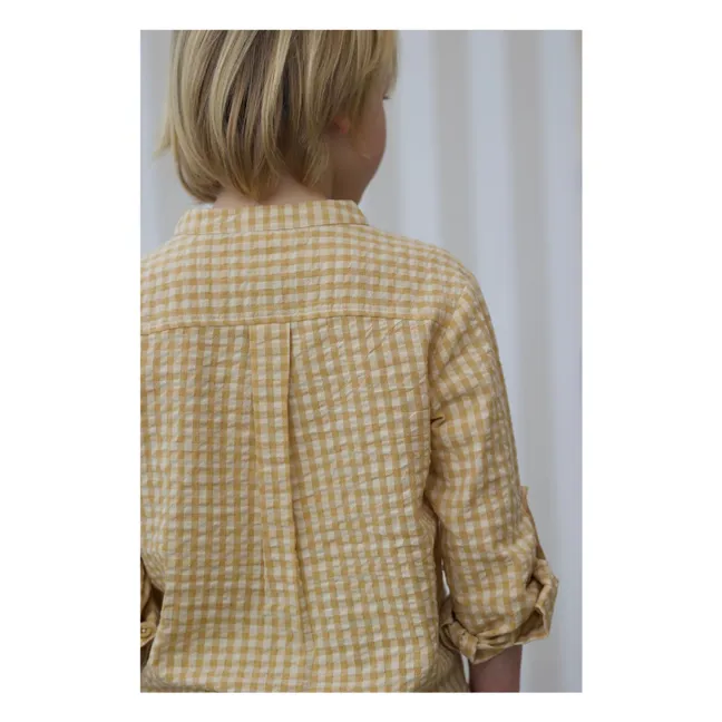 Chemise Côme Carreaux Seersucker Coton Bio | Yellow