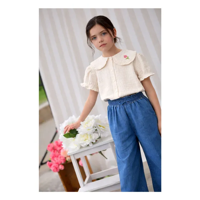 Blusa Paloma de gasa de algodón orgánico | Crudo