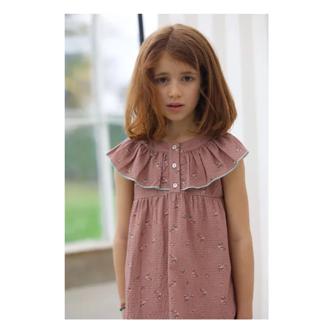 Robe Renée Fleurie Coton Bio | Vieux Rose