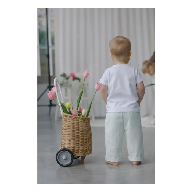 Pantalones Paul de algodón orgánico y sarga a rayas | Verde Menta