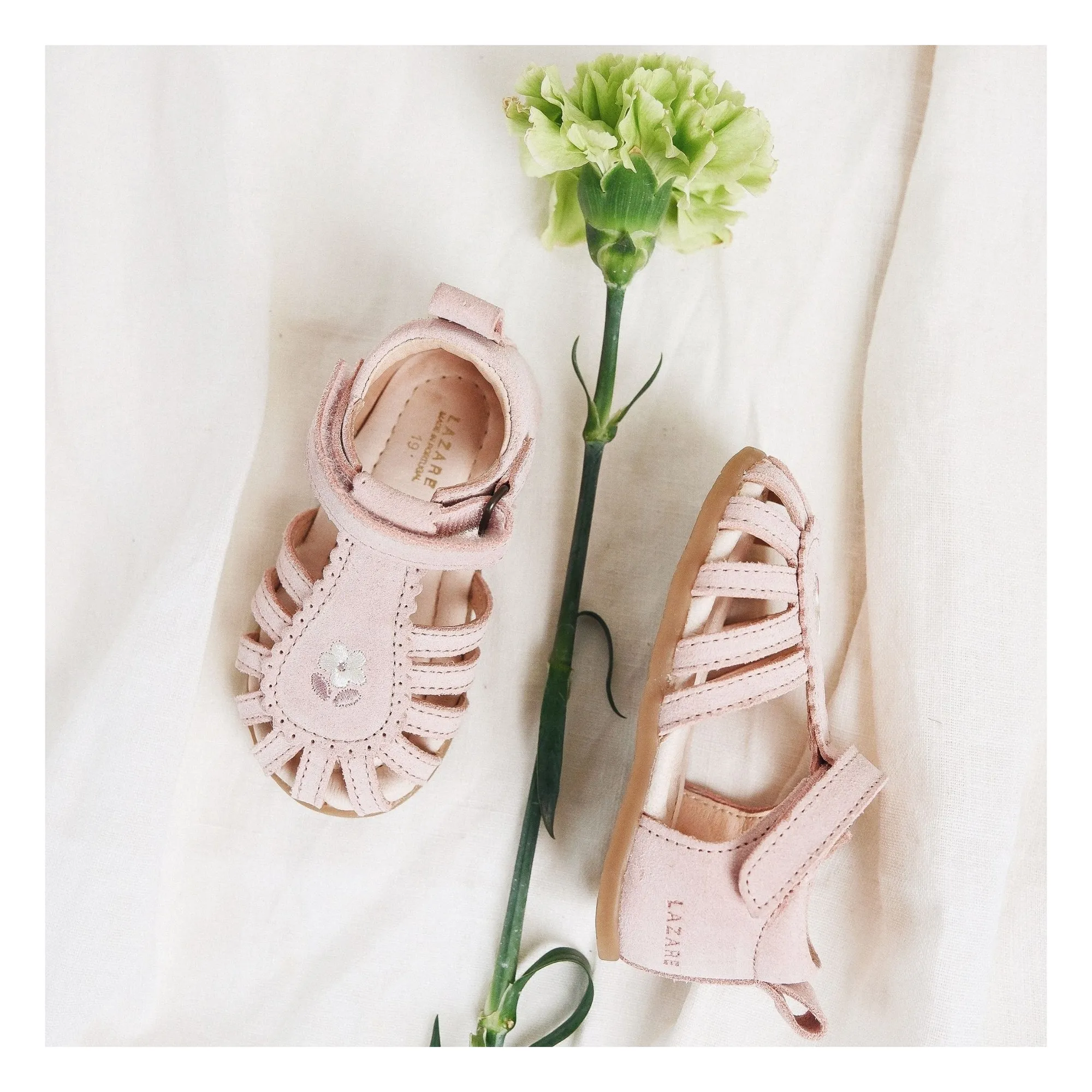 Sandales Brodées Colette Fleur Suede | Rose poudré- Image produit n°2
