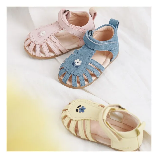 Colette Fleur Suede Embroidered Sandals | Denim blue