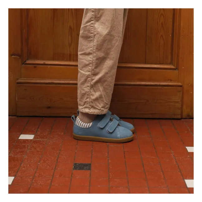 Baskets Scratchs Mahaut Rayées Suede | Bleu jean