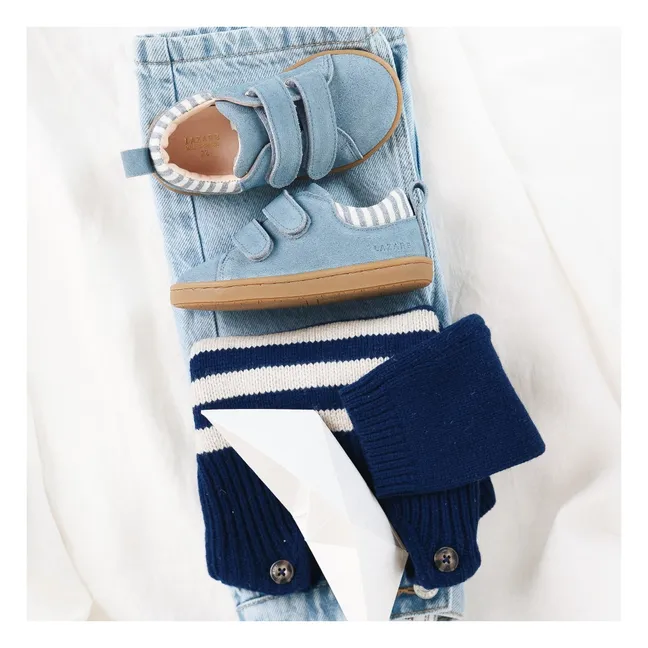 Baskets Scratchs Mahaut Rayées Suede | Bleu jean