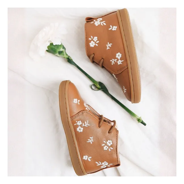 Baskets Lacets Raoul Fleurs | Camel