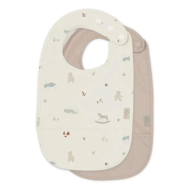Bavoir Vintage Toys - Set de 2 | Beige