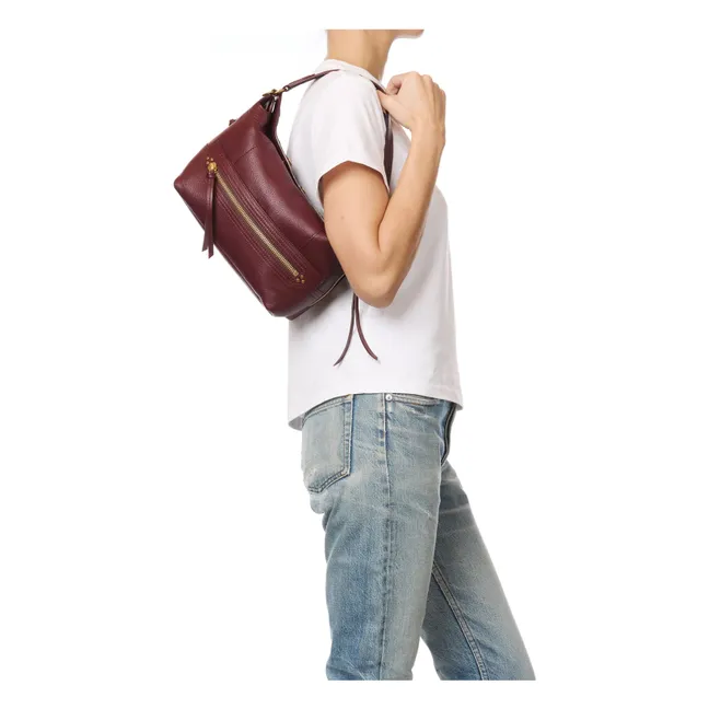 Sac Lucky Hobo Chèvre | Rouge foncé