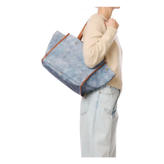 Léon M Velvet crust bag | Washed blue