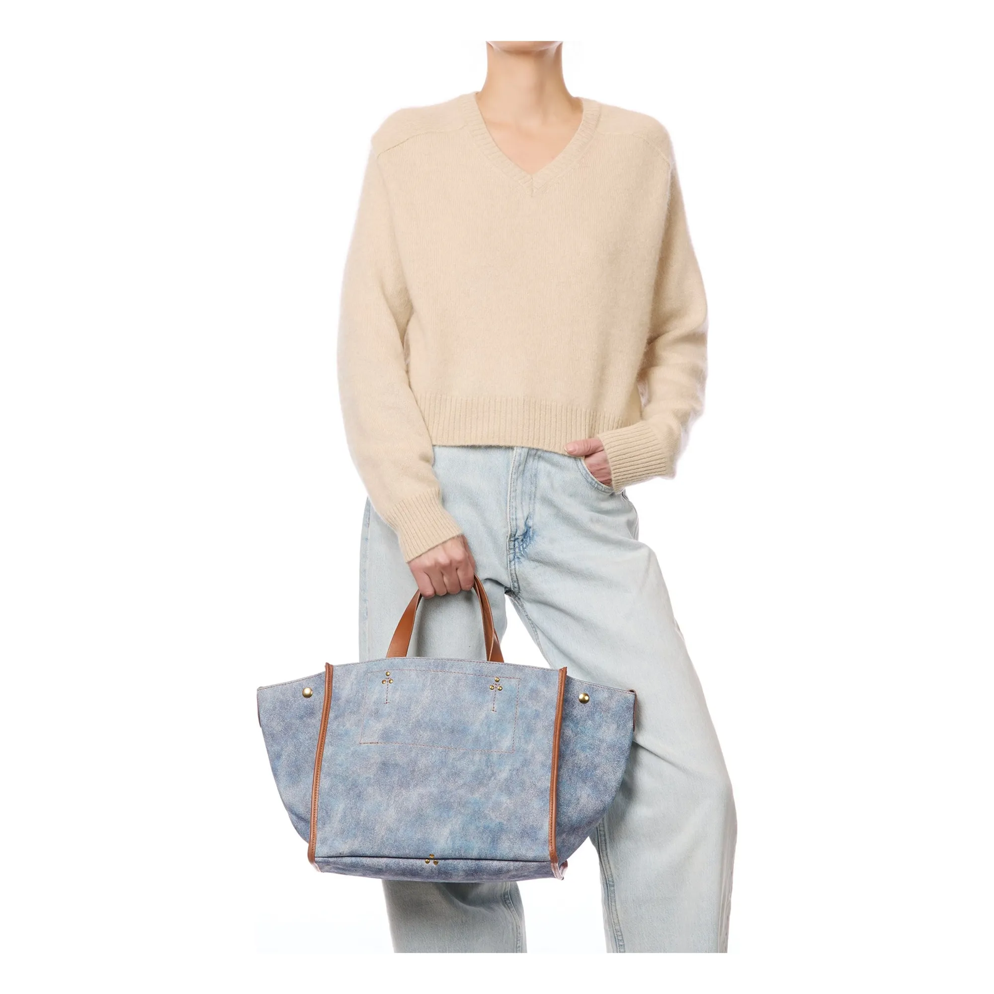 Sac Léon M Croûte Velours | Bleu délavé- Image produit n°1