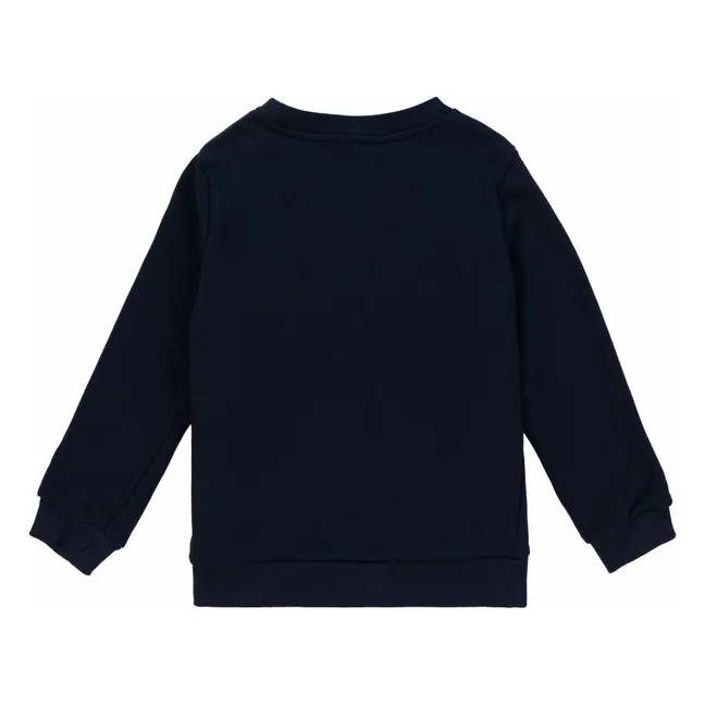 Sudadera con logotipo de rizo de algodón orgánico | Azul Marino