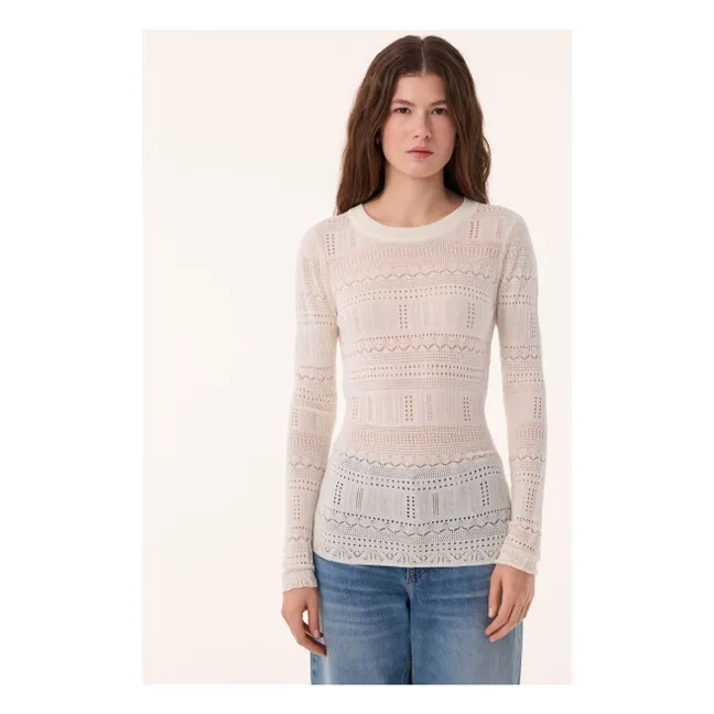 Semeti Pointelle Silk and Cashmere Sweater | White