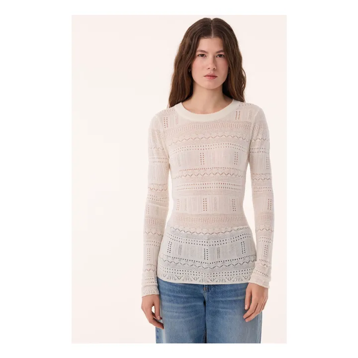 Semeti Pointelle Silk and Cashmere Sweater | White- Product image n°2