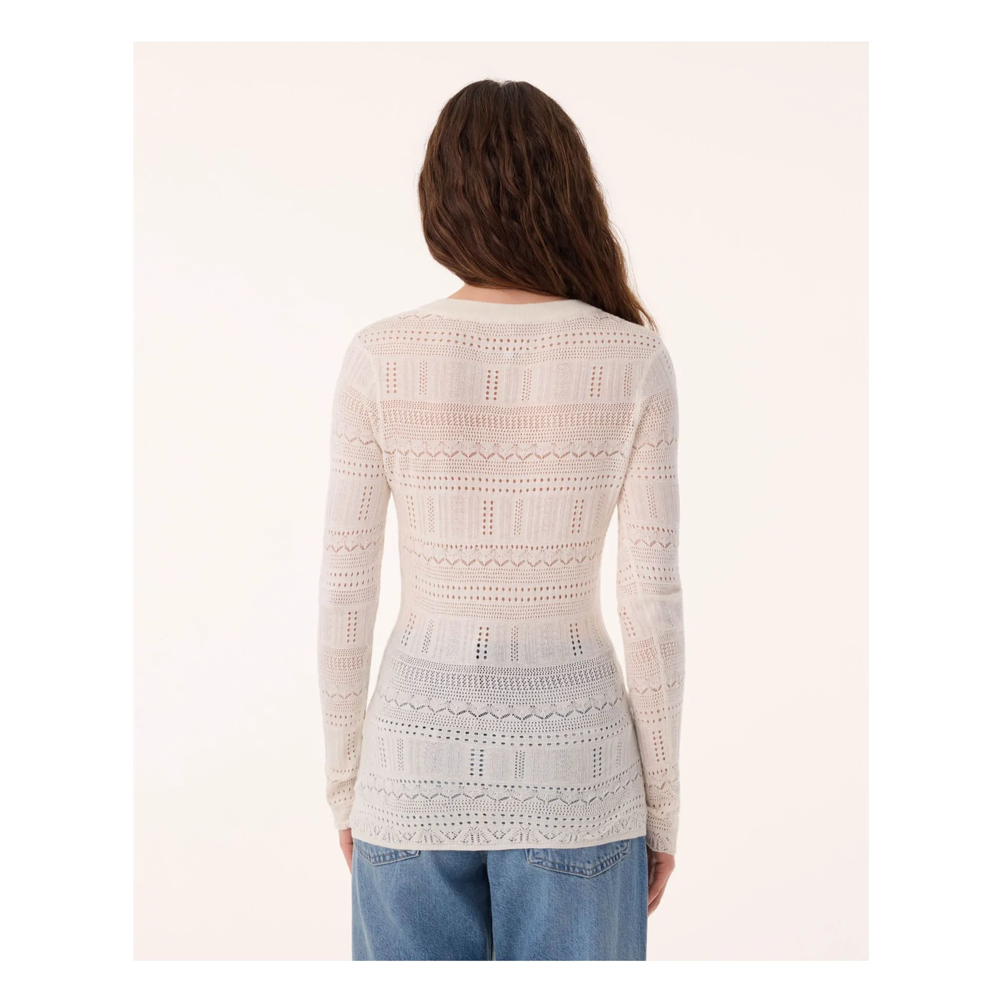 Pull Semeti Pointelle Soie et Cachemire | Blanc- Image produit n°3