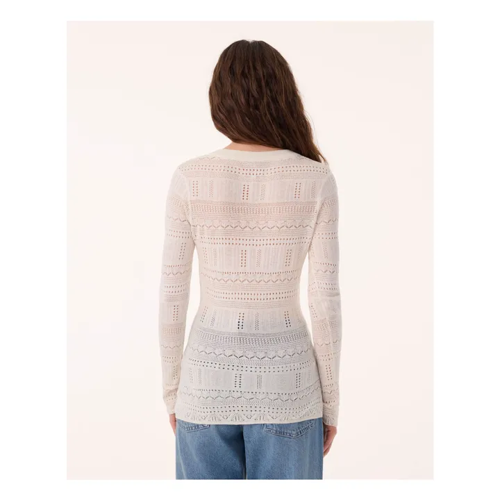 Semeti Pointelle Silk and Cashmere Sweater | White- Product image n°3