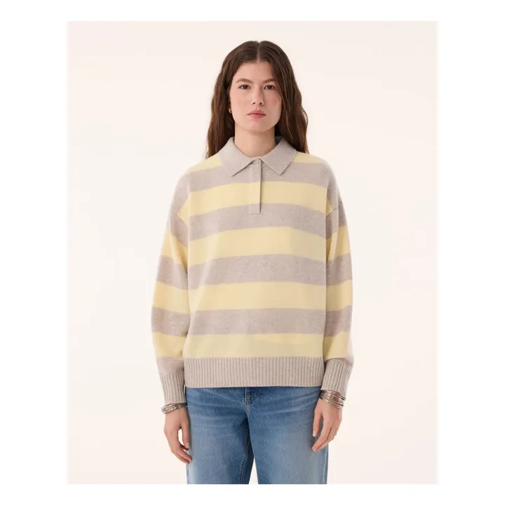 Royde Cashmere Stripes Sweater | Oats- Product image n°1