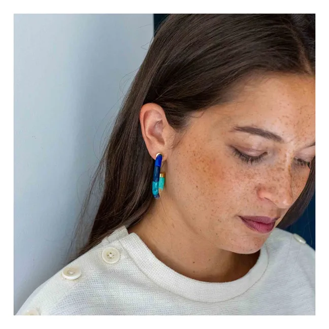 Personalized Bola Earrings | Blue