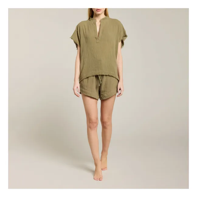 Blouse Porto Vecchio Gaze de Coton | Kaki