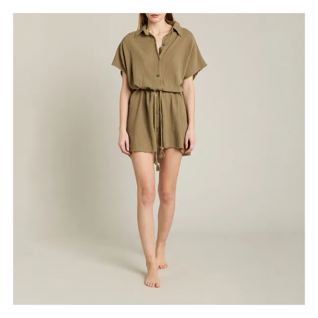 Paros Cotton gauze dress | Khaki