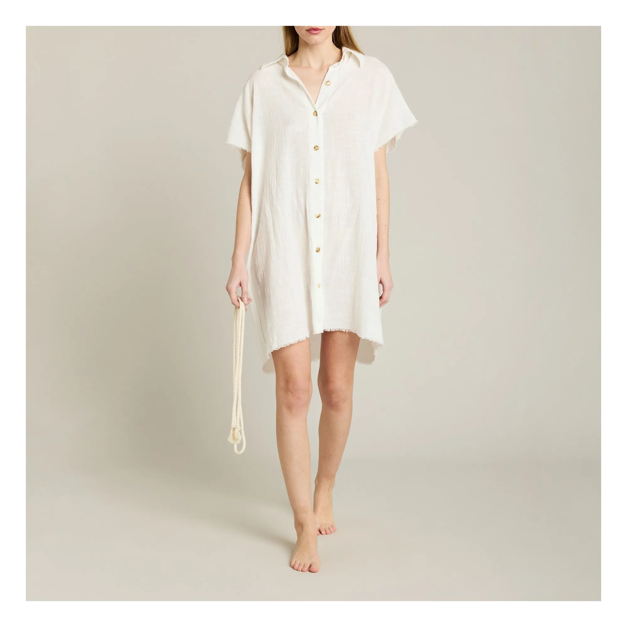 Robe Paros Gaze de Coton | Ecru- Image produit n°1