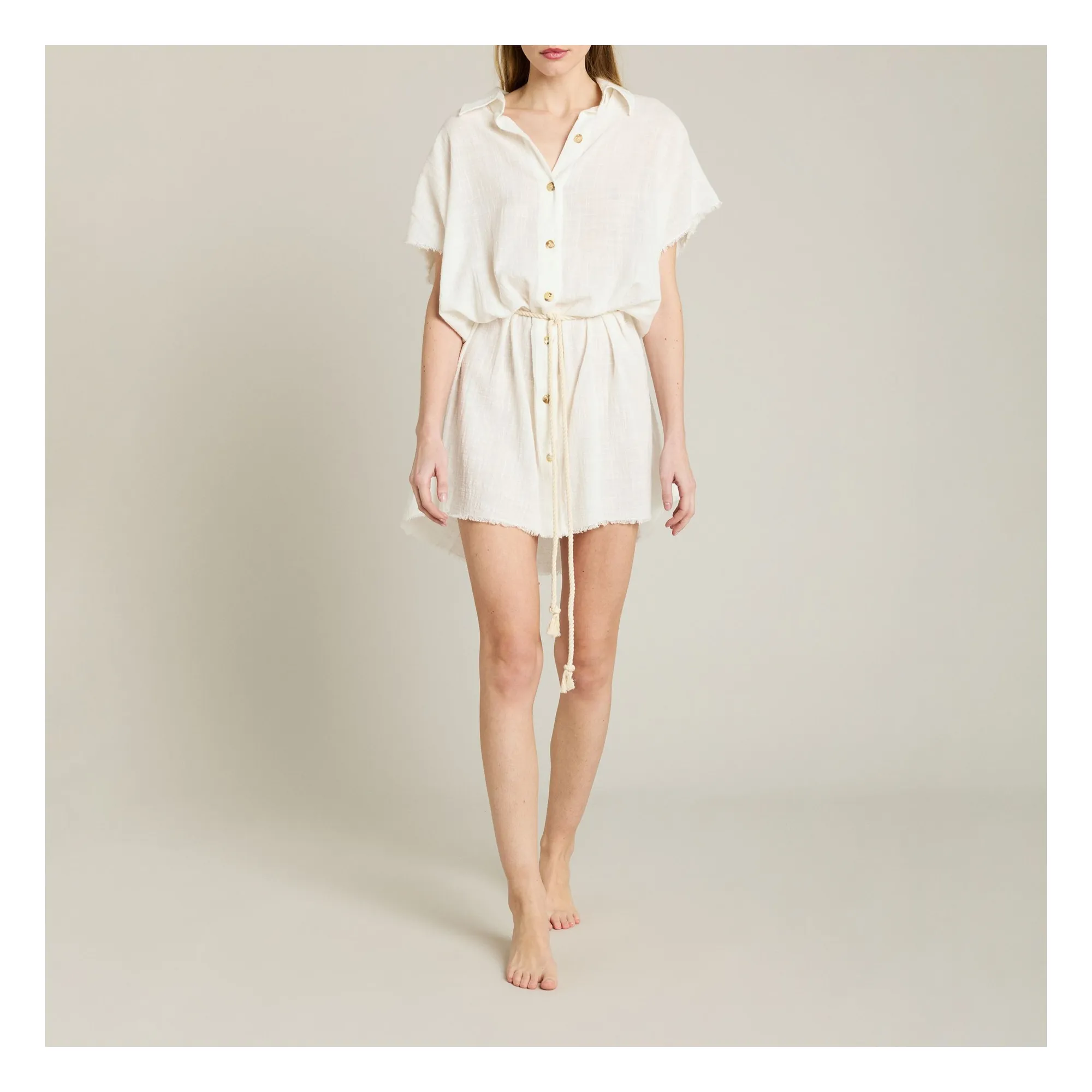 Robe Paros Gaze de Coton | Ecru- Image produit n°0