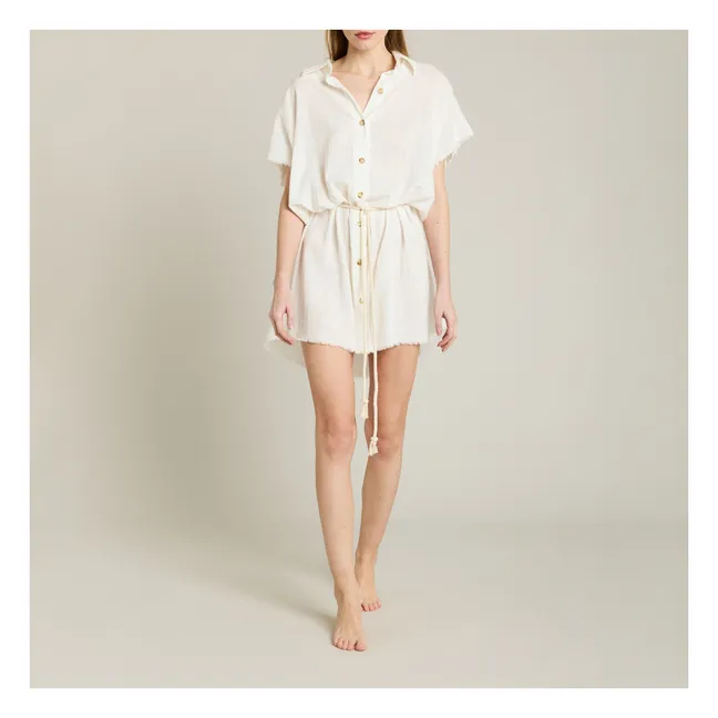 Paros Cotton gauze dress | Ecru