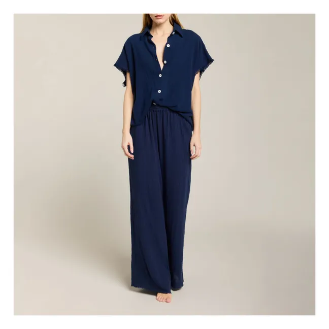 Chemise Corinthe Gaze de Coton | Bleu marine