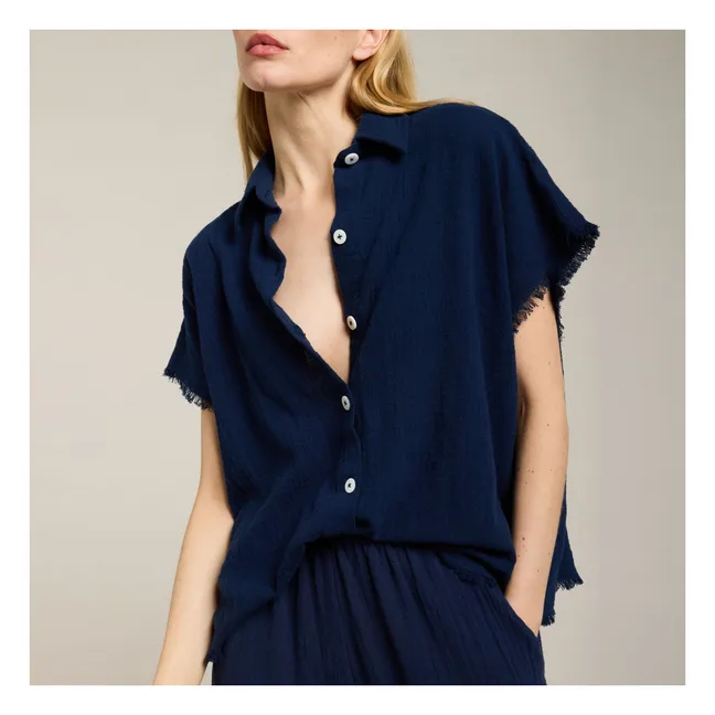 Chemise Corinthe Gaze de Coton | Bleu marine