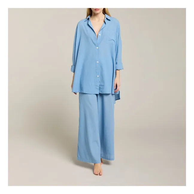 Pantalón de gasa de algodón Cap Estel | Azul Mar