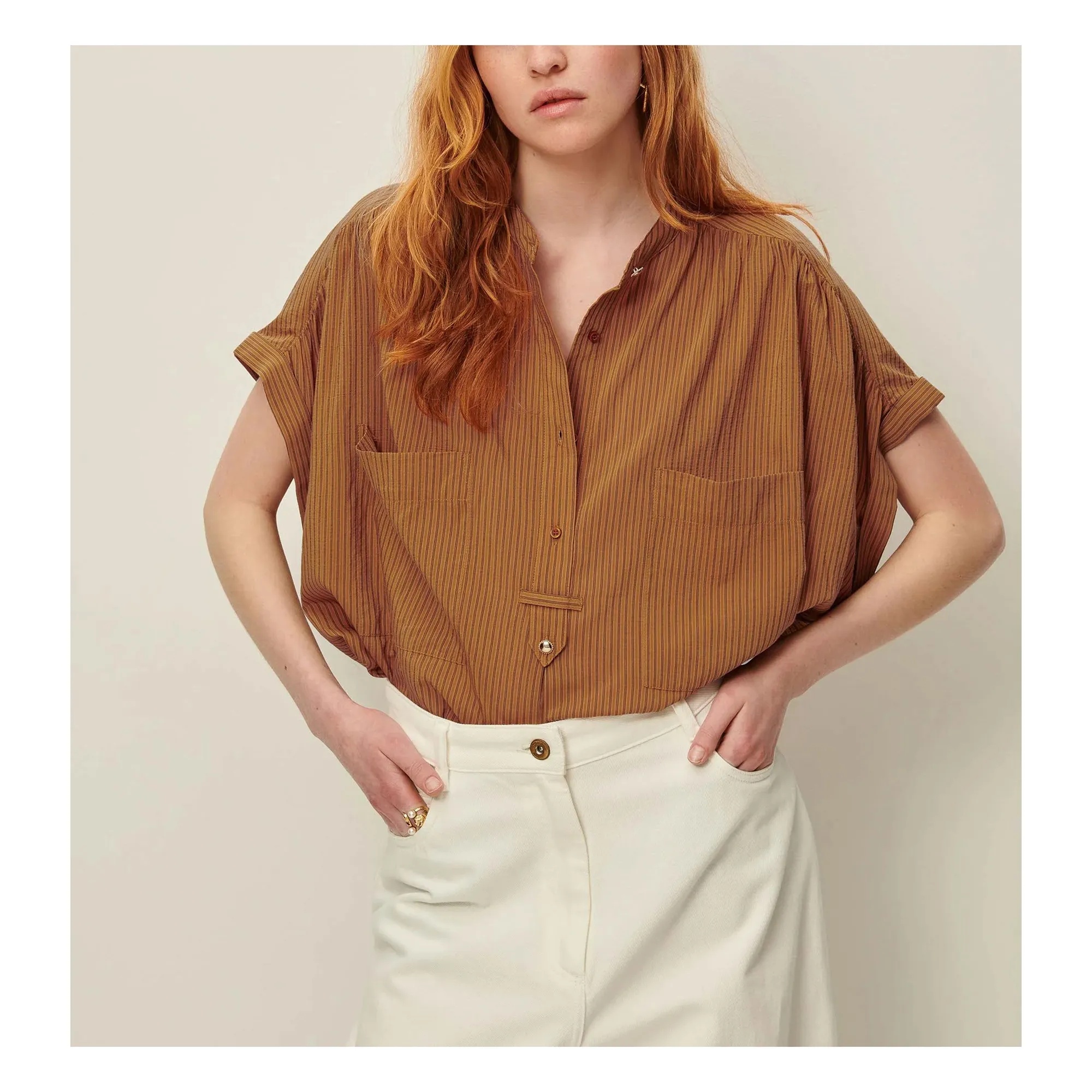 Blouse Rayures Camille | Marron- Image produit n°1