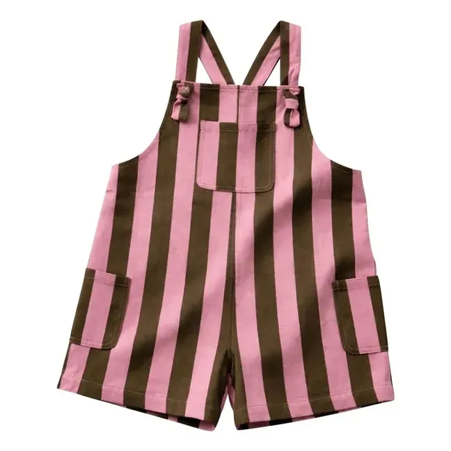 Suzanne Organic Cotton Twill Striped Dungarees | Olive