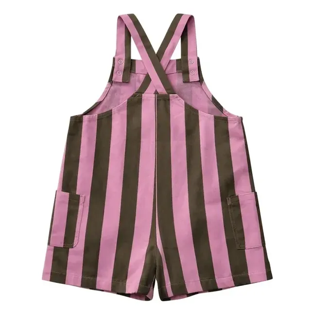 Suzanne Organic Cotton Twill Striped Dungarees | Olive