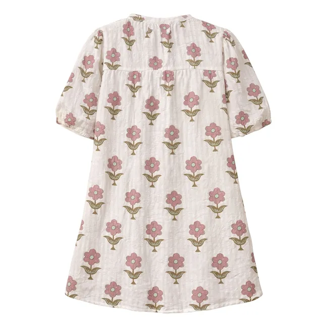 Vestido Romy Flores Seersucker Algodón orgánico | Crudo