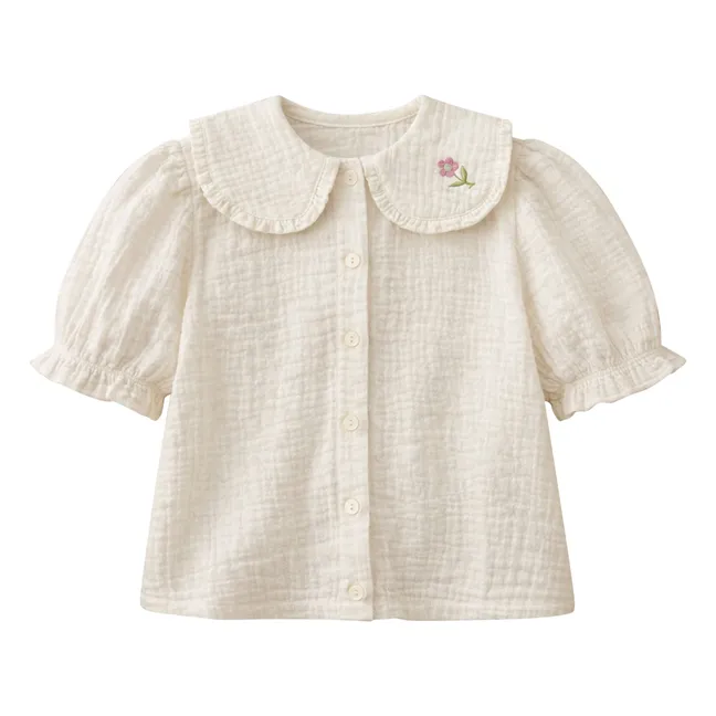 Blusa Paloma de gasa de algodón orgánico | Crudo