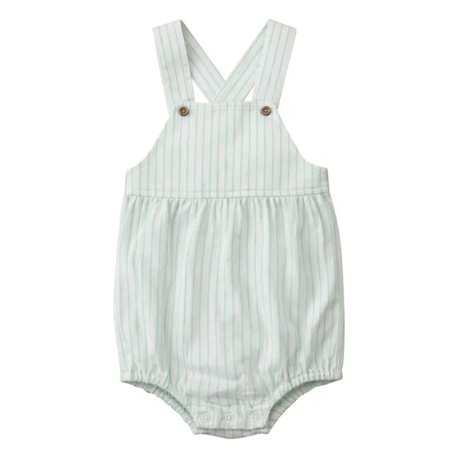 Hector Striped Organic Cotton romper | Mint Green