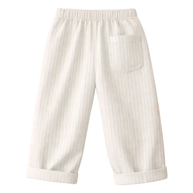 Paul Striped Twill Organic Cotton Trousers | Mint Green
