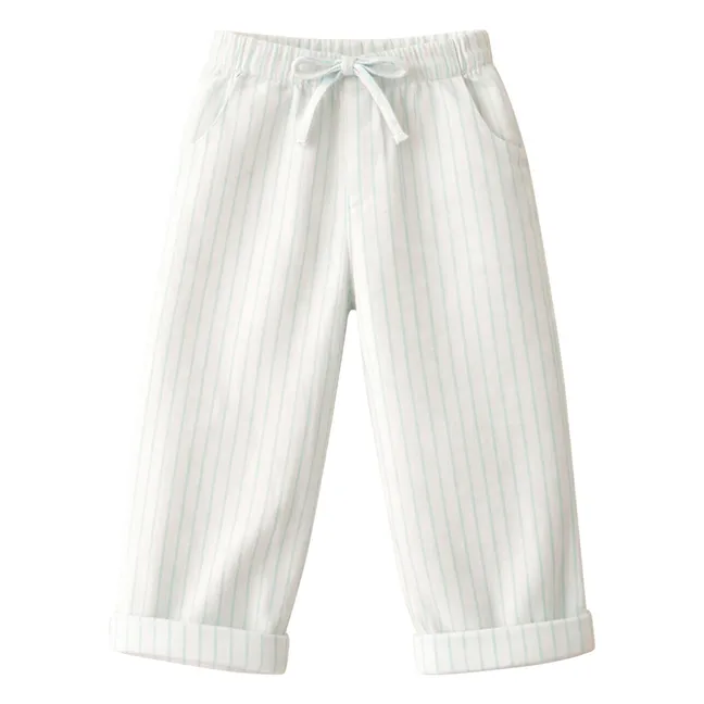Paul Striped Twill Organic Cotton Trousers | Mint Green