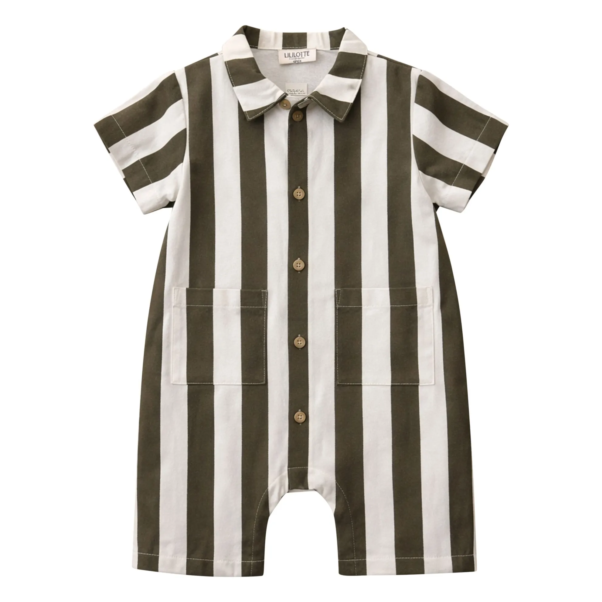 Lililotte Men's Olive Charly Striped Twill Organic Cotton Jumpsuit