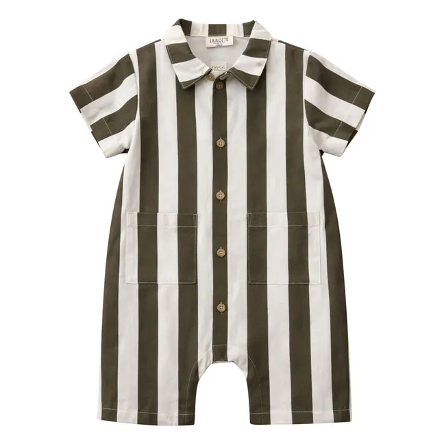 Combinaison Charly Rayée Twill Coton Bio | Olive